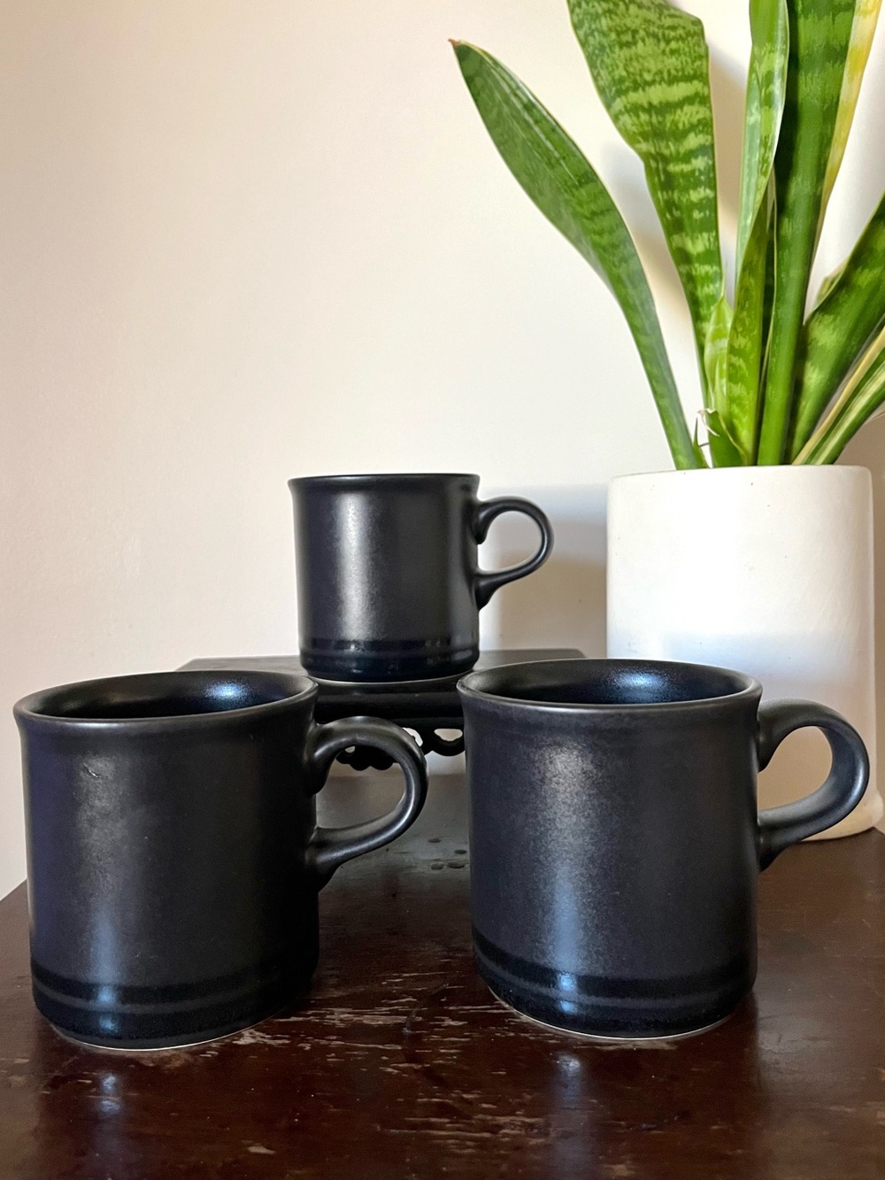 Set of 3 Pfaltzgraff Chocolate Brown Mugs 8oz